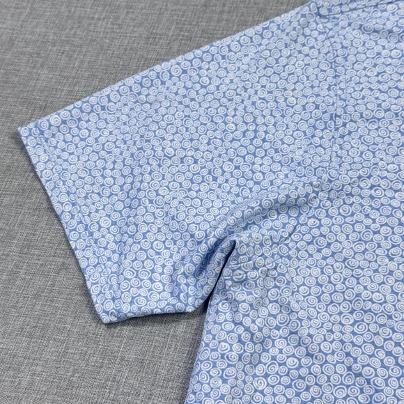 B. Draddy Sport Polo Shirt Mens Medium Blue Geometric Nylon Spandex Collared - Picture 9 of 13